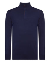 Men's Regent Fine Gauge Cashmere Half Zip Jumper Summer Navy Blue