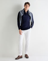 Men's Regent Fine Gauge Cashmere Half Zip Jumper Summer Navy Blue