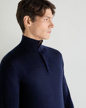 Men's Regent Fine Gauge Cashmere Half Zip Jumper Summer Navy Blue