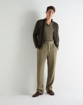 Men's Hyde Fine Gauge Cashmere Full Zip Jumper Arabica Khaki Green