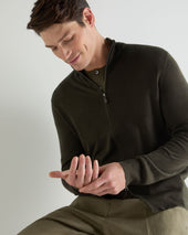 Men's Hyde Fine Gauge Cashmere Full Zip Jumper Arabica Khaki Green