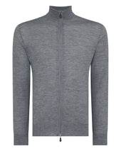 Men's Hyde Fine Gauge Cashmere Full Zip Jumper Graphite Grey
