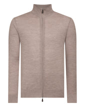 Men's Hyde Fine Gauge Cashmere Full Zip Jumper Soft Taupe Brown