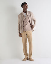 Men's Hyde Fine Gauge Cashmere Full Zip Jumper Soft Taupe Brown