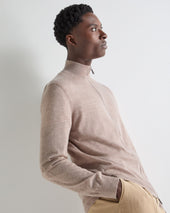 Men's Hyde Fine Gauge Cashmere Full Zip Jumper Soft Taupe Brown