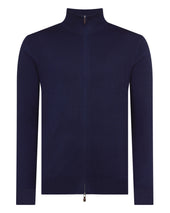 Men's Hyde Fine Gauge Cashmere Full Zip Jumper Summer Navy Blue