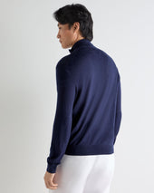 Men's Hyde Fine Gauge Cashmere Full Zip Jumper Summer Navy Blue