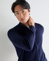 Men's Hyde Fine Gauge Cashmere Full Zip Jumper Summer Navy Blue