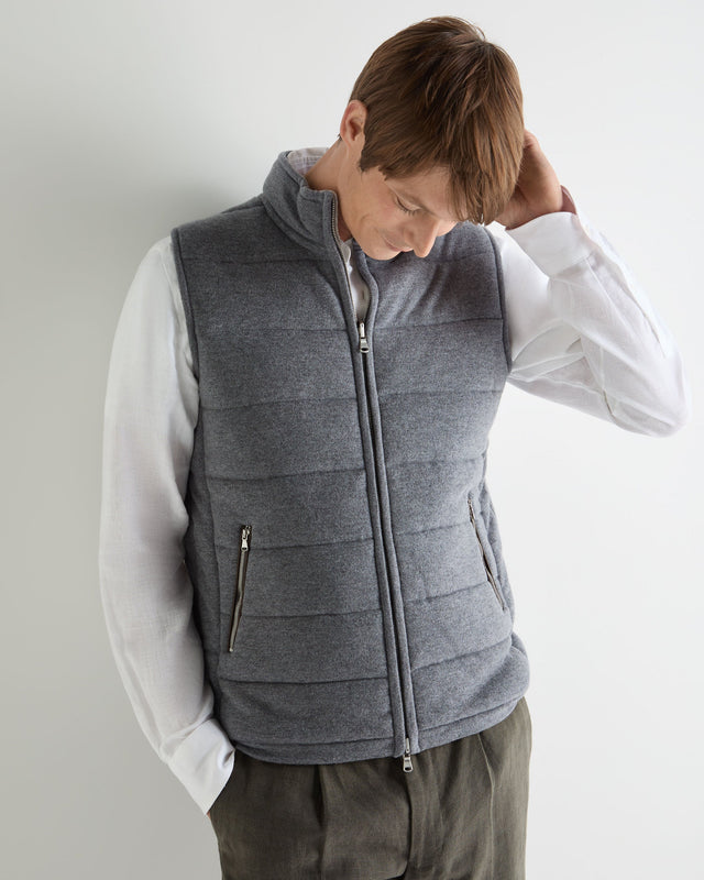 Men's Mall Reversible Cashmere Gilet Ash Grey