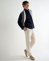 Men's Richmond Cable Cashmere Cardigan Deep French Blue