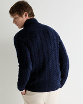 Men's Richmond Cable Cashmere Cardigan Deep French Blue