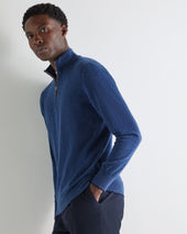 Men's Carnaby Half Zip Cashmere Jumper Bright Denim Blue