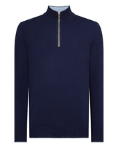 Men's Carnaby Half Zip Cashmere Jumper Deep French Blue