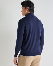 Men's Carnaby Half Zip Cashmere Jumper Deep French Blue
