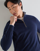 Men's Carnaby Half Zip Cashmere Jumper Deep French Blue