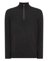 Men's Carnaby Half Zip Cashmere Jumper Deep Charcoal Grey