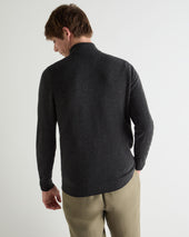 Men's Carnaby Half Zip Cashmere Jumper Deep Charcoal Grey