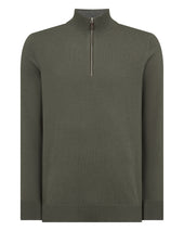 Men's Carnaby Half Zip Cashmere Jumper Olive Green