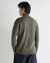 Men's Carnaby Half Zip Cashmere Jumper Olive Green