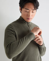 Men's Carnaby Half Zip Cashmere Jumper Olive Green