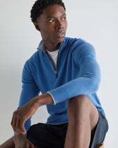 Men's Carnaby Half Zip Cashmere Jumper Sunshine Blue