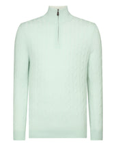 Men's Albemarle Cable Half Zip Cashmere Jumper Mint Green