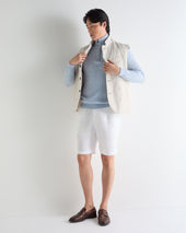 Men's Albemarle Cable Half Zip Cashmere Jumper Sea Mist Blue