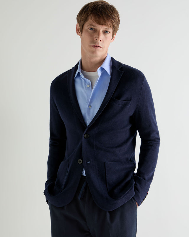 Men's Marlborough Fine Gauge Cashmere Jacket Summer Navy Blue