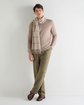 Men's Covent Fine Gauge Cashmere Round Neck Jumper Soft Taupe Brown