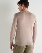 Men's Covent Fine Gauge Cashmere Round Neck Jumper Soft Taupe Brown