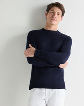 Men's Covent Fine Gauge Cashmere Round Neck Jumper Summer Navy Blue