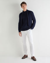 Men's Covent Fine Gauge Cashmere Round Neck Jumper Summer Navy Blue