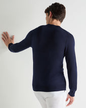 Men's Covent Fine Gauge Cashmere Round Neck Jumper Summer Navy Blue