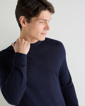 Men's Covent Fine Gauge Cashmere Round Neck Jumper Summer Navy Blue