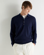 Men's Greenwich Cashmere Polo Shirt Deep French Blue