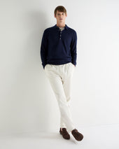 Men's Greenwich Cashmere Polo Shirt Deep French Blue