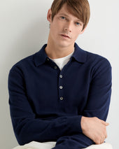 Men's Greenwich Cashmere Polo Shirt Deep French Blue