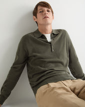Men's Greenwich Cashmere Polo Shirt Olive Green