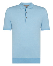 Men's Polzeath Cotton Cashmere Polo T-Shirt Cornflower Blue