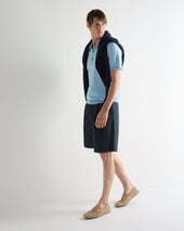 Men's Polzeath Cotton Cashmere Polo T-Shirt Cornflower Blue