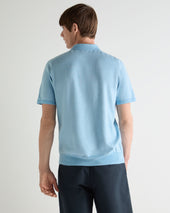 Men's Polzeath Cotton Cashmere Polo T-Shirt Cornflower Blue