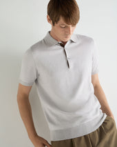 Men's Polzeath Cotton Cashmere Polo T-Shirt Fumo Grey