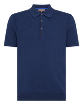 Men's Polzeath Cotton Cashmere Polo T-Shirt Dark Denim Blue