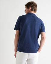 Men's Polzeath Cotton Cashmere Polo T-Shirt Dark Denim Blue