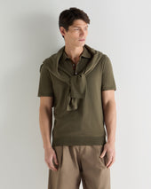 Men's Polzeath Cotton Cashmere Polo T-Shirt Khaki Green