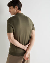 Men's Polzeath Cotton Cashmere Polo T-Shirt Khaki Green