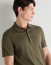 Men's Polzeath Cotton Cashmere Polo T-Shirt Khaki Green