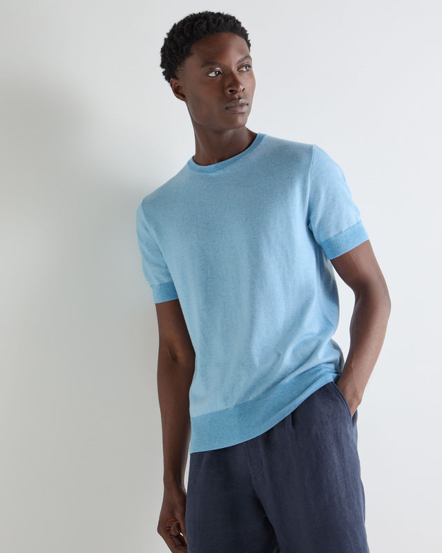 Men's Newquay Cotton Cashmere T-Shirt Cornflower Blue