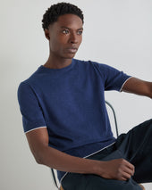Men's Newquay Cotton Cashmere T-Shirt Dark Denim Blue
