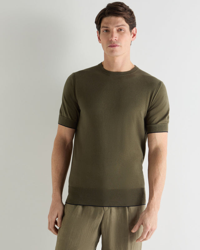 Men's Newquay Cotton Cashmere T-Shirt Khaki Green